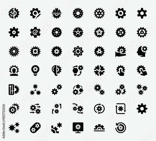 User Interface Cogwheels Solid Icon Set