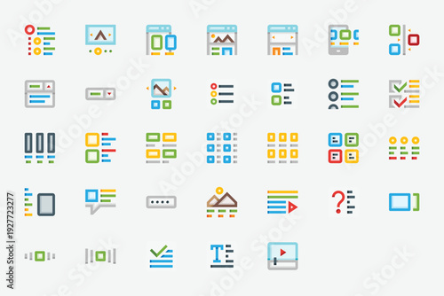 User Interface Components Color Icon Set