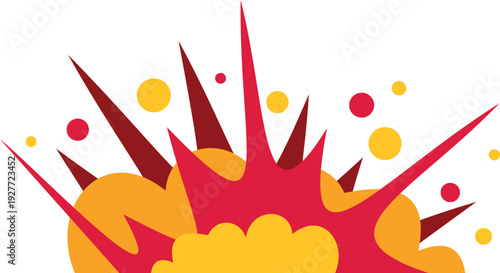 Explosive energy bursting with smoke and sparks in a vibrant cartoon style