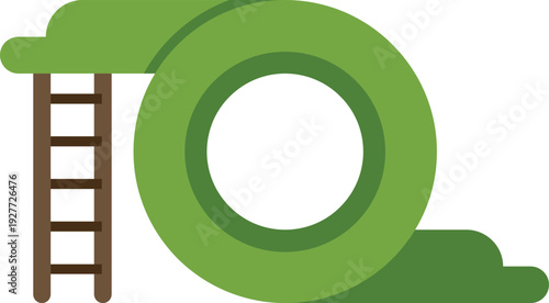 Green water slide with a ladder for summer fun and recreation