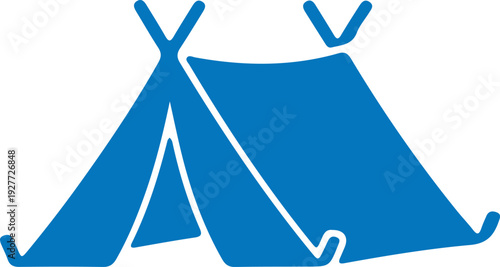 Modern blue tent icon for camping and outdoor adventures