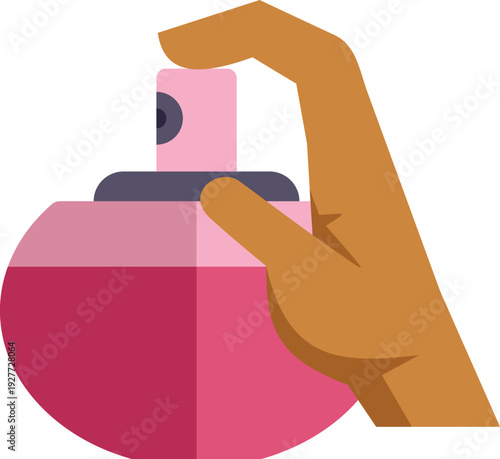 Hand spraying perfume bottle for beauty and wellness