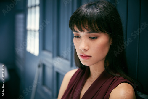 Free Download Sad, thinking and business woman in office for depression, mental health and reflection. Career burnout, perspective and disaster with female person in agency for mistake, memory and failure - GFXLoad