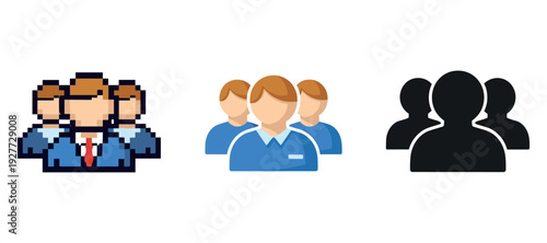 Icon set of professional team concepts with diverse illustrations