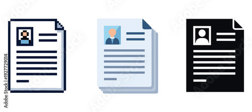 Digital resume icons: diverse styles for professional documents