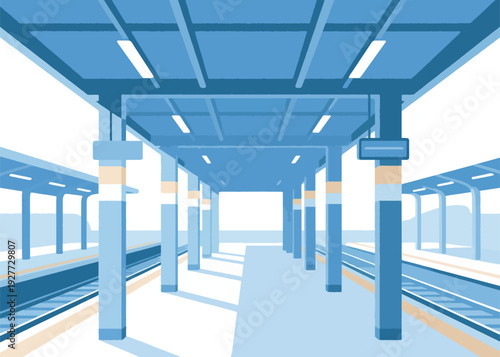 Empty Train Station Illustration Creative Design Template 
