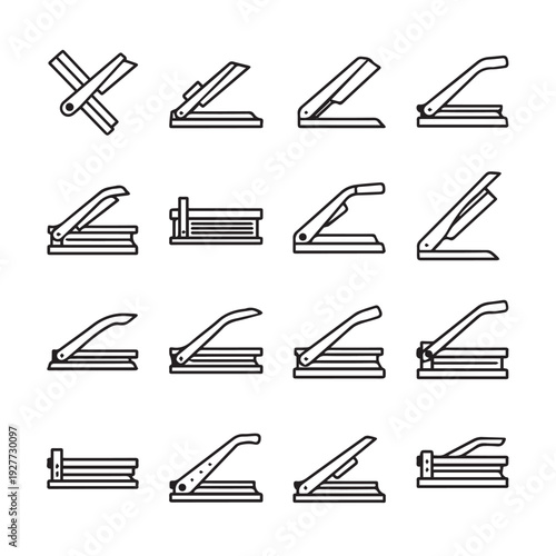 Collection of Hole Puncher and Embosser Icons Office Supplies Line Art