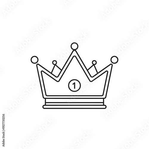 A simple line drawing icon of a crown with the number 1 inside the front crest, symbolizing royalty and first place