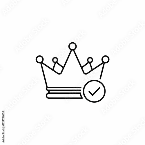 Crown icon with a checkmark, symbolizing verified success, premium quality, and approved excellence. Graphic represents high standards, guaranteed value, and superior achievement