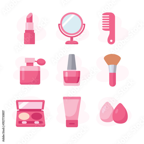 Makeup and beauty tools icon set