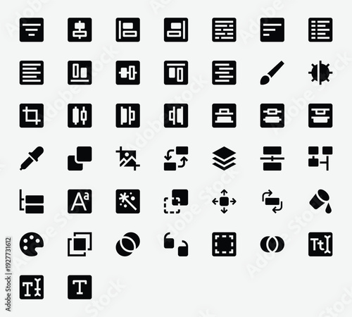 User Interface Editor Solid Icon Set