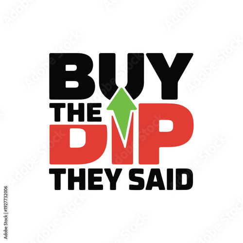 A bold and colorful graphic with a stock market message