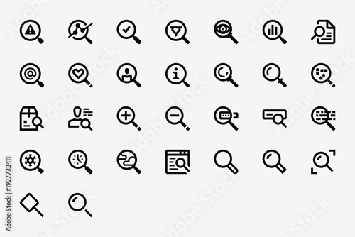 User Interface Magnifiers Line Icon Set