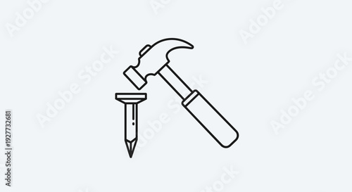Hammer and Nail Illustration Simple Design.