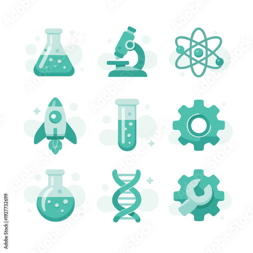 Educational science icon set for learning