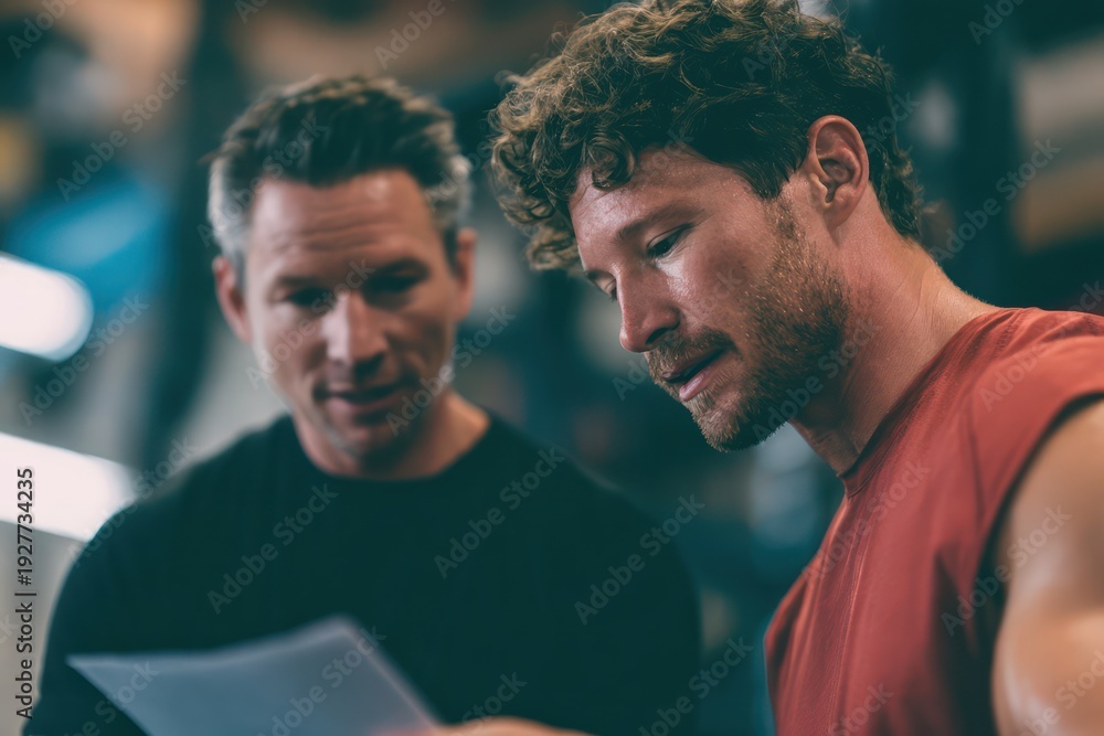 Obraz premium Coach reviewing performance data with athlete