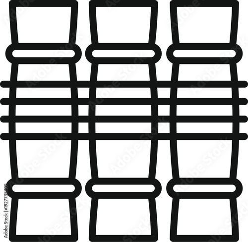 Warp and weft threads interweaving on a loom creating fabric