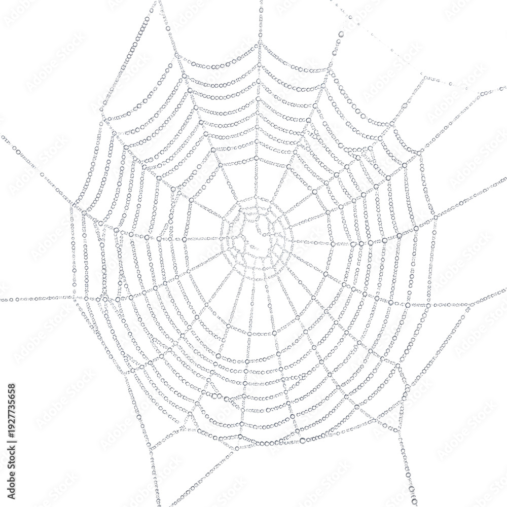 Fototapeta premium Frosted spider web isolated on black background