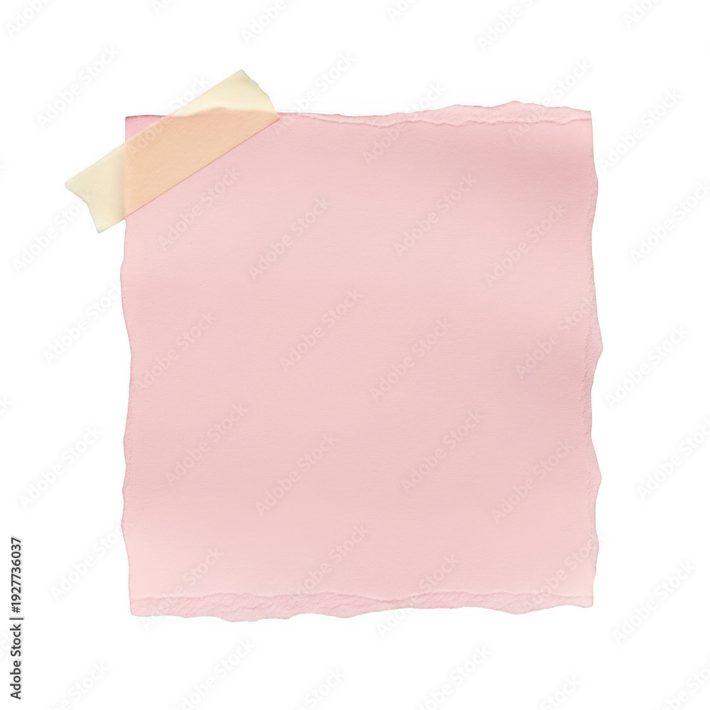 Fototapeta premium Torn pink sticky note with tape isolated on transparent background