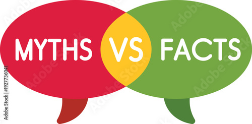 Two overlapping speech bubbles show the contrast between myths and facts