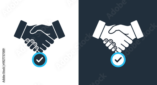 Handshake success business deal vector icon set flat designBlue icon set - Modern style icon - Vector icon set - Glyph and solid icon set - Icon vector - Flat Design Icon - line icon set