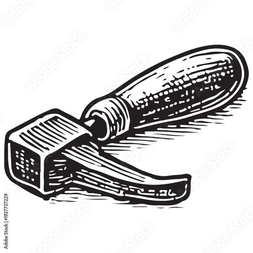 Vintage Bookbinding Plow Knife Black White Line Art Illustration Isolated