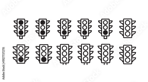 Traffic Light Icons Pattern Simple Vector Symbols Transportation Control Elements Isolated on White