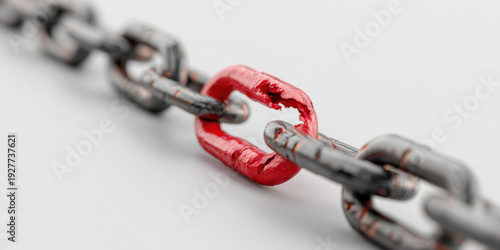 Weak link in a chain representing vulnerability and risk