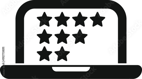 Laptop displaying star rating icons for online product or service review