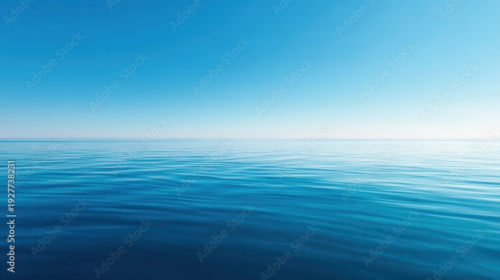 Obraz premium The ocean horizon stretching across a tranquil blue seascape under a clear sky
