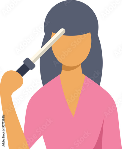 Woman using a dropper to apply a product to her forehead, showing a beauty routine