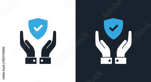 Security protection shield hands vector iconBlue icon set - Modern style icon - Vector icon set - Glyph and solid icon set - Icon vector - Flat Design Icon - line icon set