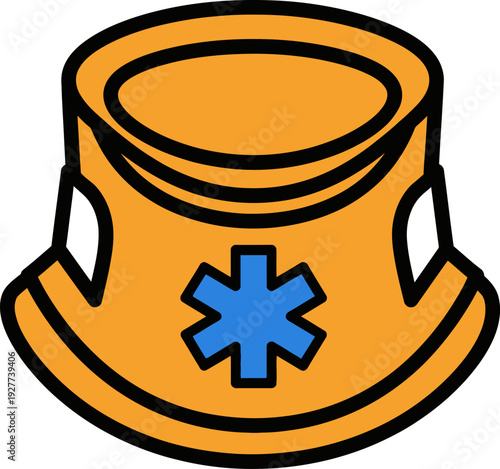 Orange Medical Collar with Blue Star of Life Symbol - Cervical Support for Injuries or Sprains