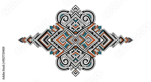 Intricate geometric pattern with vibrant colors and symmetrical design.