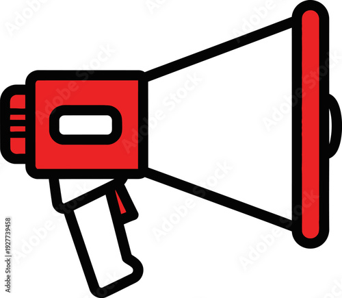 Red Megaphone with Handle - Loudspeaker for Announcements, Protests, and Sporting Events
