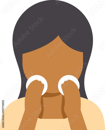 Woman performing daily skincare routine removing makeup with cotton pads
