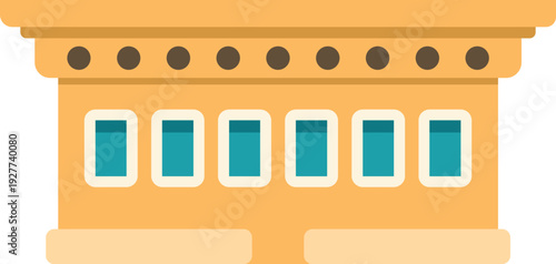 Building facade featuring many windows flat vector icon