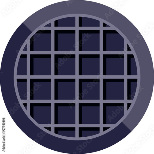Round metal grate covering a city sewer or drain system