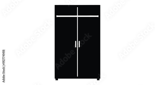 A simple black and white illustration of a modern wardrobe