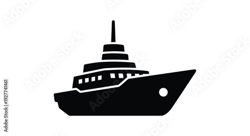 Simple black silhouette of a cruise ship or ocean liner vessel