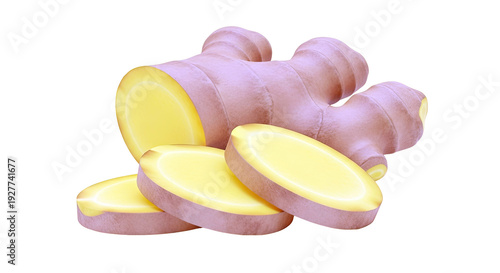 Fresh Ginger Root and Slices