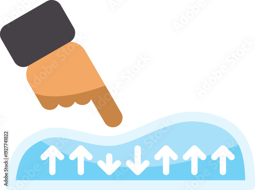 Hand pressing down on a soft surface, showing the viscoelasticity and responsiveness