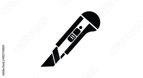 Simple black and white illustration of a utility knife or box cutter