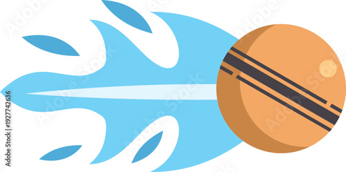 Cricket ball streaking across the field, illustrating speed and power
