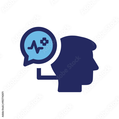 Health Concept With Human Head Silhouette And Medical Icon In Speech Bubble