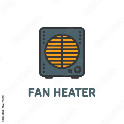 Simple illustration of a portable fan heater with a linear design