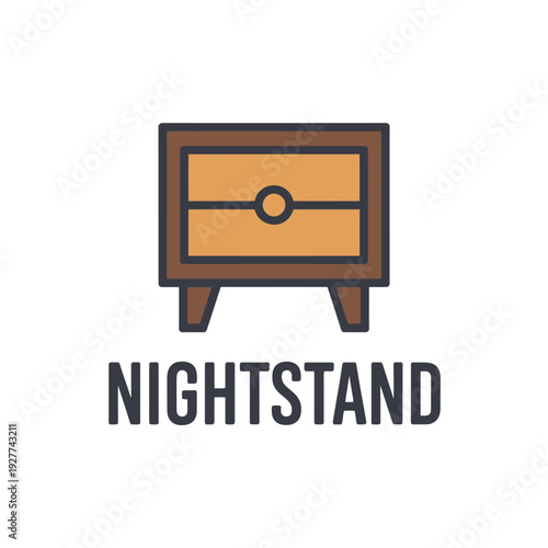 Simple illustration of a wooden nightstand with a single drawer