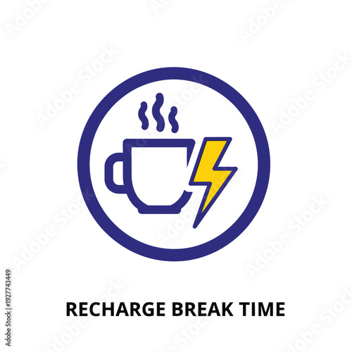 Vibrant vector icon depicting a powerful energy recharge moment, perfect for symbolizing a refreshing coffee break and a quick revitalization during busy times