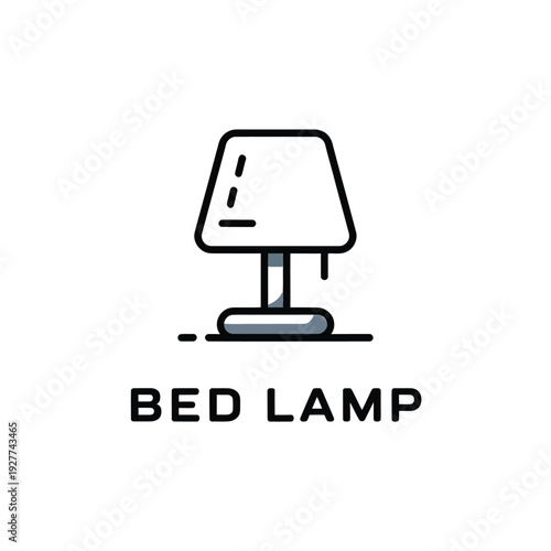 A simple line drawing of a bedside lamp with text below it