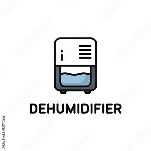 Simple line drawing of a dehumidifier with accompanying text label